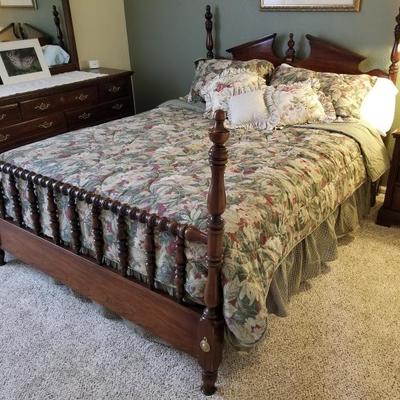 Vintage Queen Sized Wood Carved Bed Frame