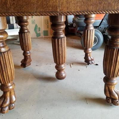 Vintage Hand Carved Claw Foot Solid Wood Table