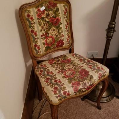 Antique Padded Flower Pattern Chair