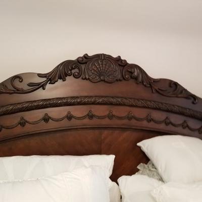 Massive Elegant Hand Carved Wood Bed Frame