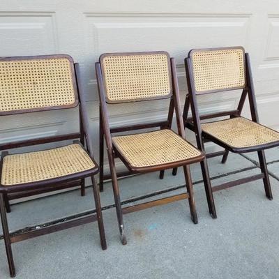 Lot of 3 VIntage Japan Wood Folding Chairs