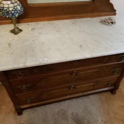 Antique Victorian Marble Top Dresser & Mirror