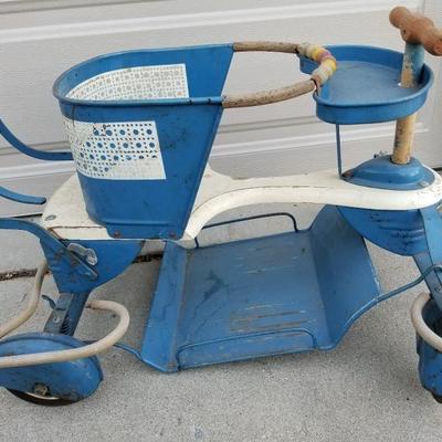 Antique Blue Baby Stroller