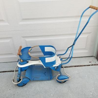 Antique Blue Baby Stroller