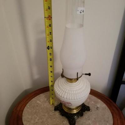 Vintage Electric Switch Hurricane Milk Glass Lamp Light