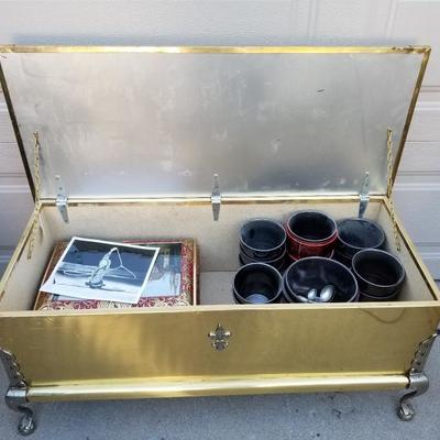 Vintage Brass Plated Chest w/ Silver Foot