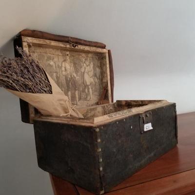 Antique 1800's Newspaper Lined Storage Box