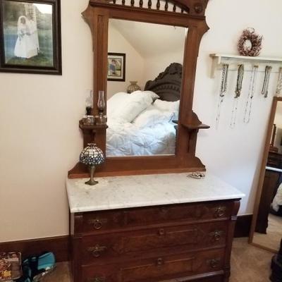Antique Victorian Marble Top Dresser Mirror Estatesales Org