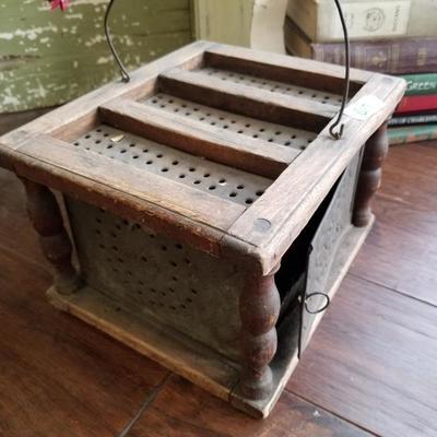 Antique Wood & Metal Bed Warmer Box