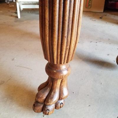 Vintage Hand Carved Claw Foot Solid Wood Table