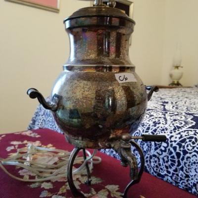 Vintage Silver Coffee Urn Lamp Light