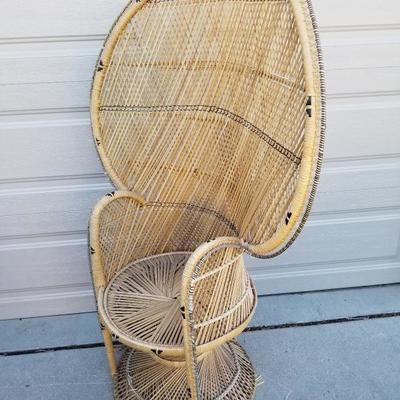 Vintage Wingback Wicker Chair