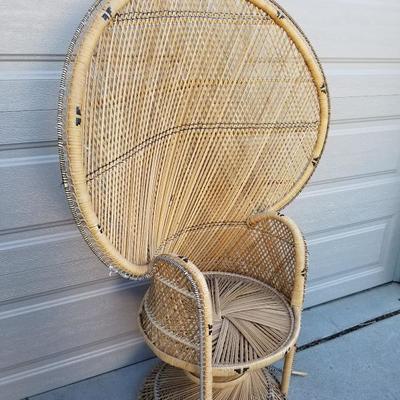 Vintage Wingback Wicker Chair