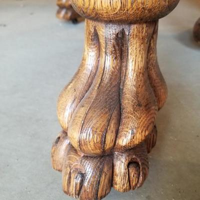 Vintage Hand Carved Claw Foot Solid Wood Table