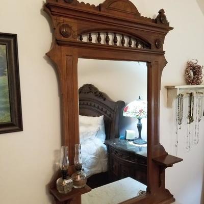 Antique Victorian Marble Top Dresser & Mirror