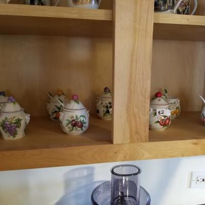 Set Lot of 8 Small Decorative Sugar Bowls w/ Lids