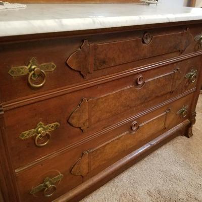 Antique Victorian Marble Top Dresser & Mirror