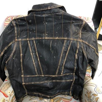 ROGUE MEN'S DISTRESSED LEATHER MOTORCYCLE JACKET XL