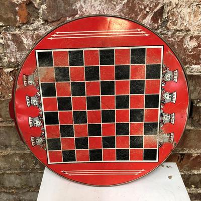 vintage Chinese Checkers tin litho game board