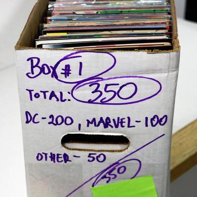 350 Comic Books Lot - Marvel 100, DC 200, Other 50 - 1 Long Box #508-62