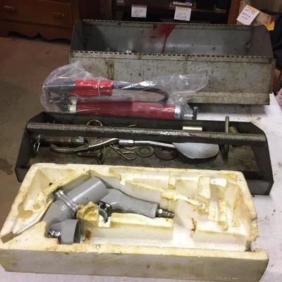 Lot - 126  Toolbox with Contents and Grease Gun
