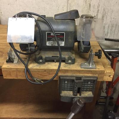 Lot - 78  Wooden Workbench Grinder and Wire Wheel