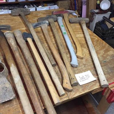 Lot 35-  Axes, Sledgehammer and Picks
