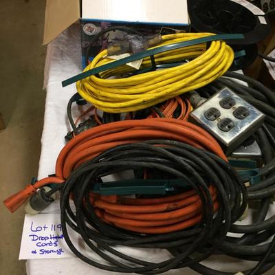 Lot - 119  Extension Cords, Rope and More 
