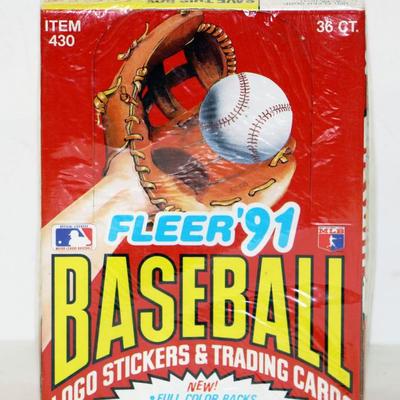 1991 FLEER '91 Baseball Cards & Logo Stickers - Factory Sealed Box #515-15