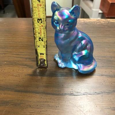 Fenton Handmade Blue Cat Figurine (Item 3009)