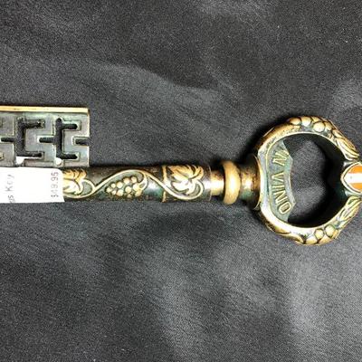 Lot 25- Vintage Bronze Key Shaped Bottle Opener/Corkscrew