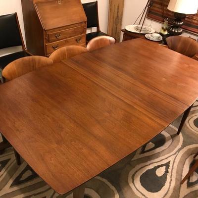 Lot 92- MCM Bowling Block Walnut Extension Dining Table