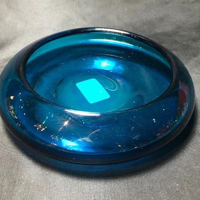 Lot 52- MC Burmese Handblown Teal Glass Low Bowl