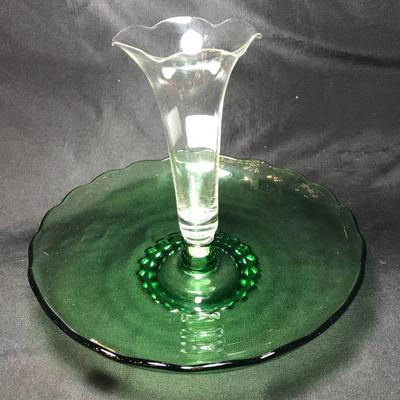 Lot 216- MC Green and Clear Princess Epergne by Viking