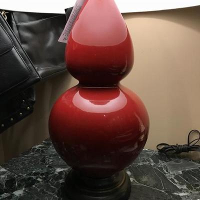 Lot 200- NEW Robert Abbey Red Double Gourd Lamp