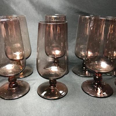Lot 55- MC Set of Ten Burmese Handblown Brown Glass Water Glasses