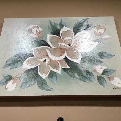 Lot 198- Vintage Frameless Oil on Canvas of Magnolias