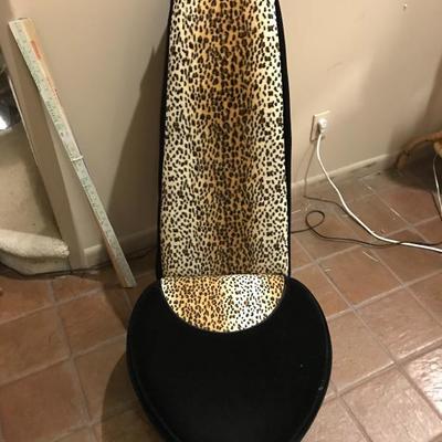 Lot 184- New Black and Leopard Velvet High Heel Shoe Chair