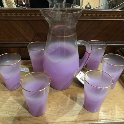 Lot 176- MCM Blendo Glass Lavender Lemonade Set