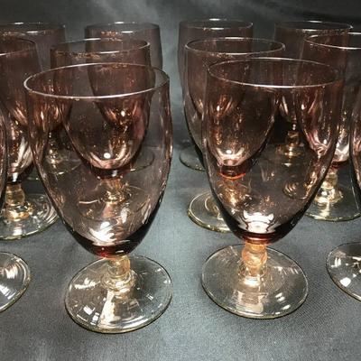 Lot 58- MC Set of Fourteen Burmese Handblown Brown and Clear Beverege Glasses
