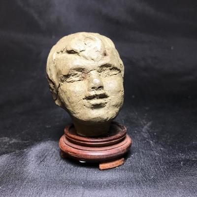 Lot 82- Vintage Unfired Clay Head Sculpture