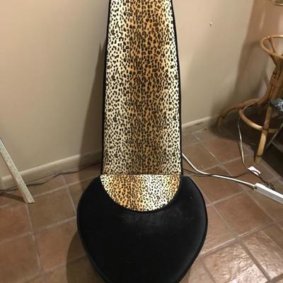 Lot 183- New Black and Leopard Velvet High Heel Shoe Chair