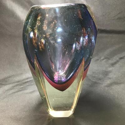 Lot 35- MCM Murano Triple Cased Cut Glass Vase