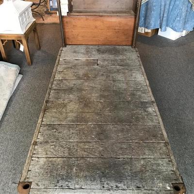 Lot 192- Vintage Iron and Wood Industrial Flat Cart/Dolly