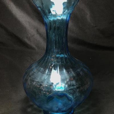 Lot 65- MC Handblown Auqa Blue Optic Vase