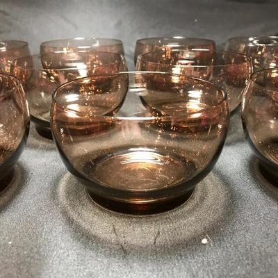 Lot 57- MC Set of Eleven Burmese Handblown Brown Glass Dessert Bowls
