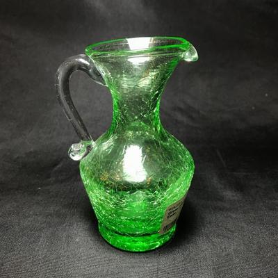 Lot 215- MC Crackle Glass Pitcher in Green