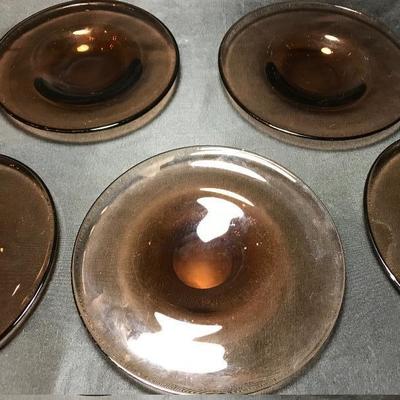 Lot 62- MC Set of Five Burmese Handblown Brown Glass Dessert Plates