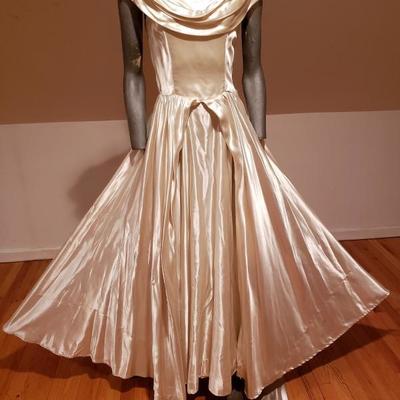 French Chateau Actor liquid Peau de Soie majestic Gown Circa 1930's