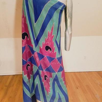 Vtg stone dyed rare Toga shawl dress fringes